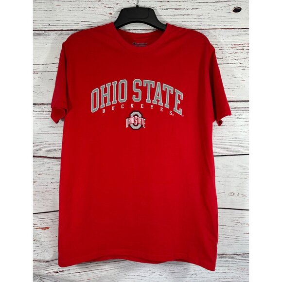 Ohio State Buckeyes Champion Red T-Shirt Large L Embroidered Logo Cotton Team - Picture 6 of 11